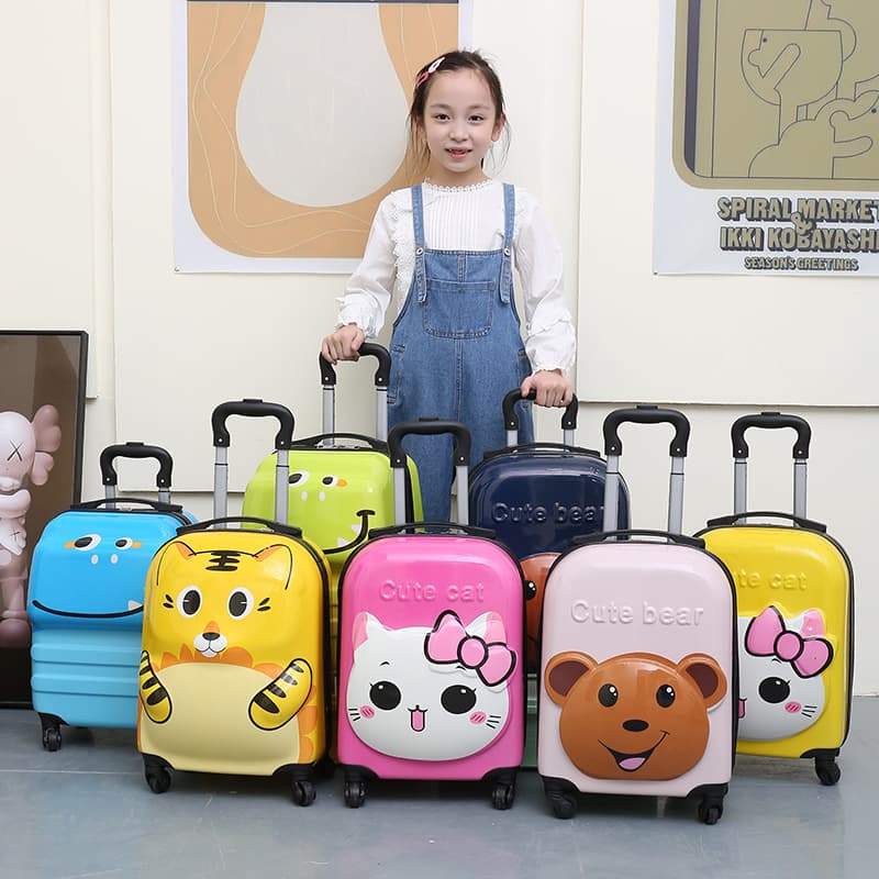 Cartoon Kids Luggage 3D Cute Animal Student Suitcase 18-inch Spinner Travel Case Customizable Print