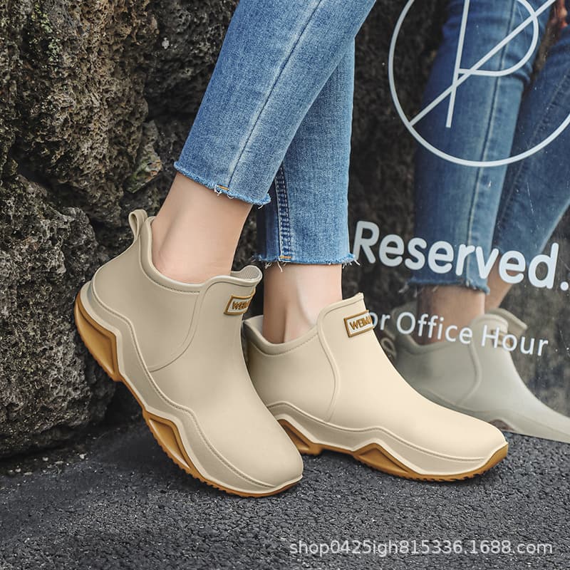 Cross-border Fashion Short Rain Boots Unisex Korean High-end Soft Sole Anti-slip Waterproof Rubber Overshoes