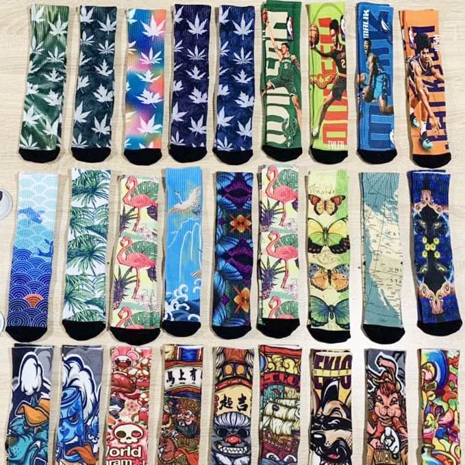All-in-one machine cotton socks 360 digital printing heat transfer printing hot stamping embroidery high-definition transfer boat over-the-knee socks customization