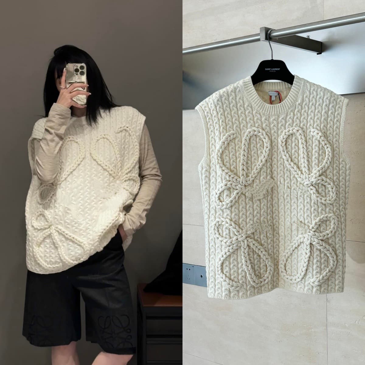 Correct Version Ceiling Quality 25S Trend Brand New LOW Braided Sweater Vest Unisex Celebrity Same Style