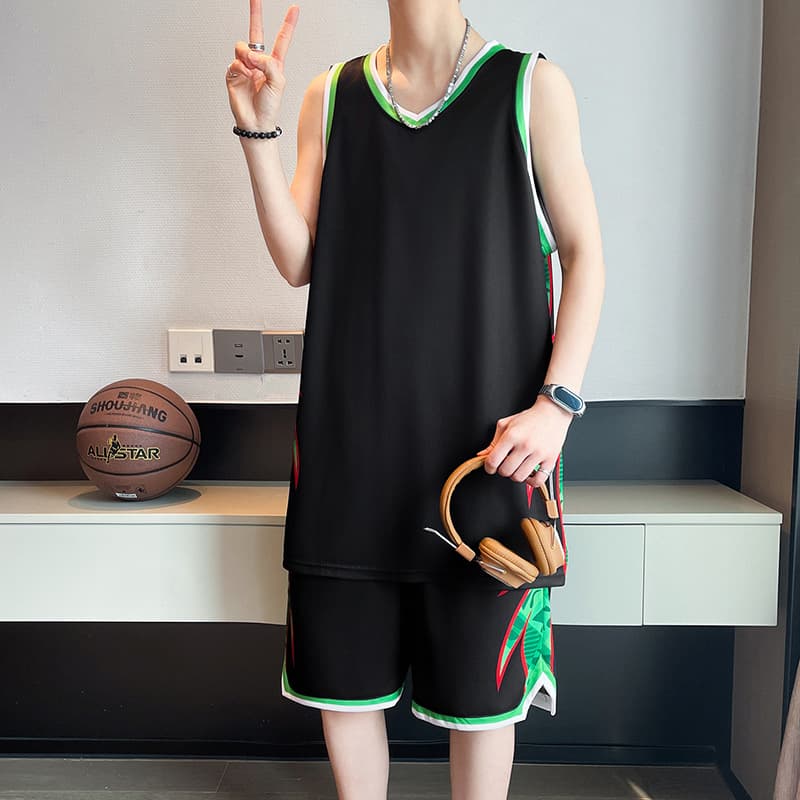 Youth Fashion Basketball Jersey Set for Boys and Girls Training Loose Trendy Customizable Print Vest Sportswear