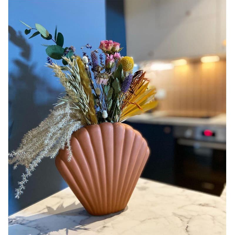 Original Morandi Shell Flower Vase Wabi-Sabi Style Handmade Ceramic Vase Decoration Simple B&B Housewarming Gift Ins