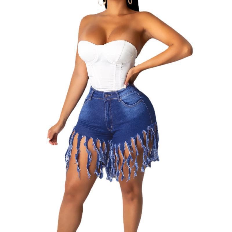Cross-border Direct Supply High-Quality Source, Strappy Lasse Tight Lifting Buttocks, Amazon Wish AliExpress Denim Shorts for Women Summer