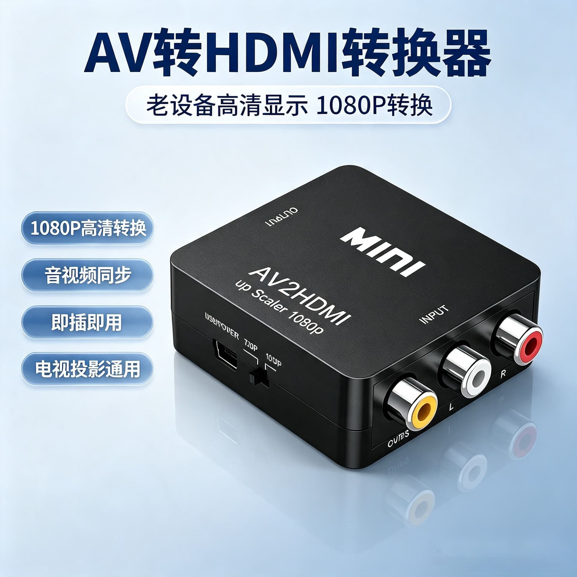 MINIAV to HDMI Converter 1080P RCA Composite to HDMI Signal Converter Adapter for Projector