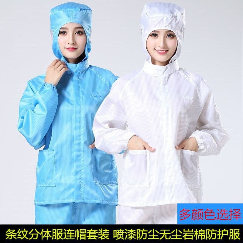 Hooded anti-static two-piece suits, cleanroom dust-proof apparel with caps, spray-painting protective workwear