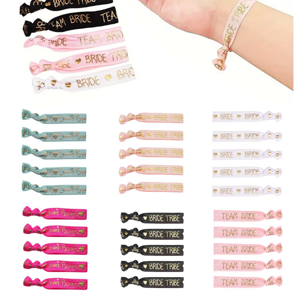 Wedding party bride bracelet set bachelor party bride elastic wristband team bride bridesmaid