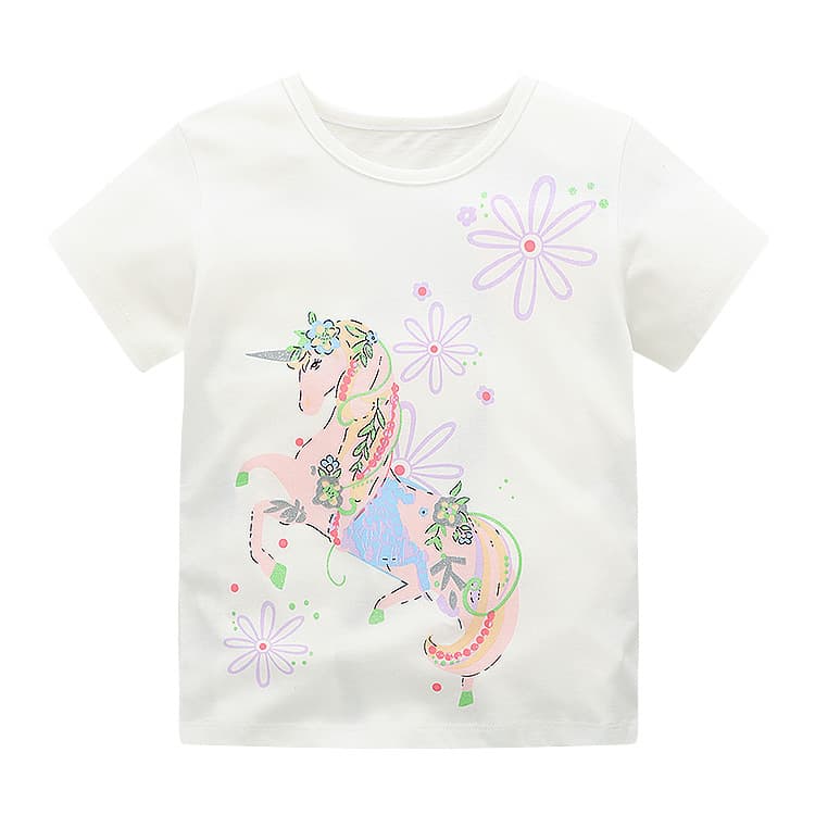 Girls Short Sleeve T-Shirt Cotton Summer Kids Top for Toddlers and Children