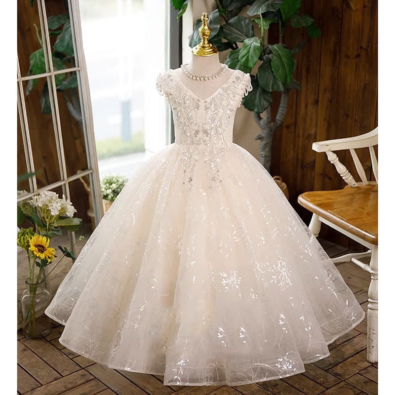 Girls' Formal Dress for Piano Performance, Elegant Spring/Summer New Arrival, Sleeveless Fashionable Cute Catwalk Show Children's Gown, Factory Direct