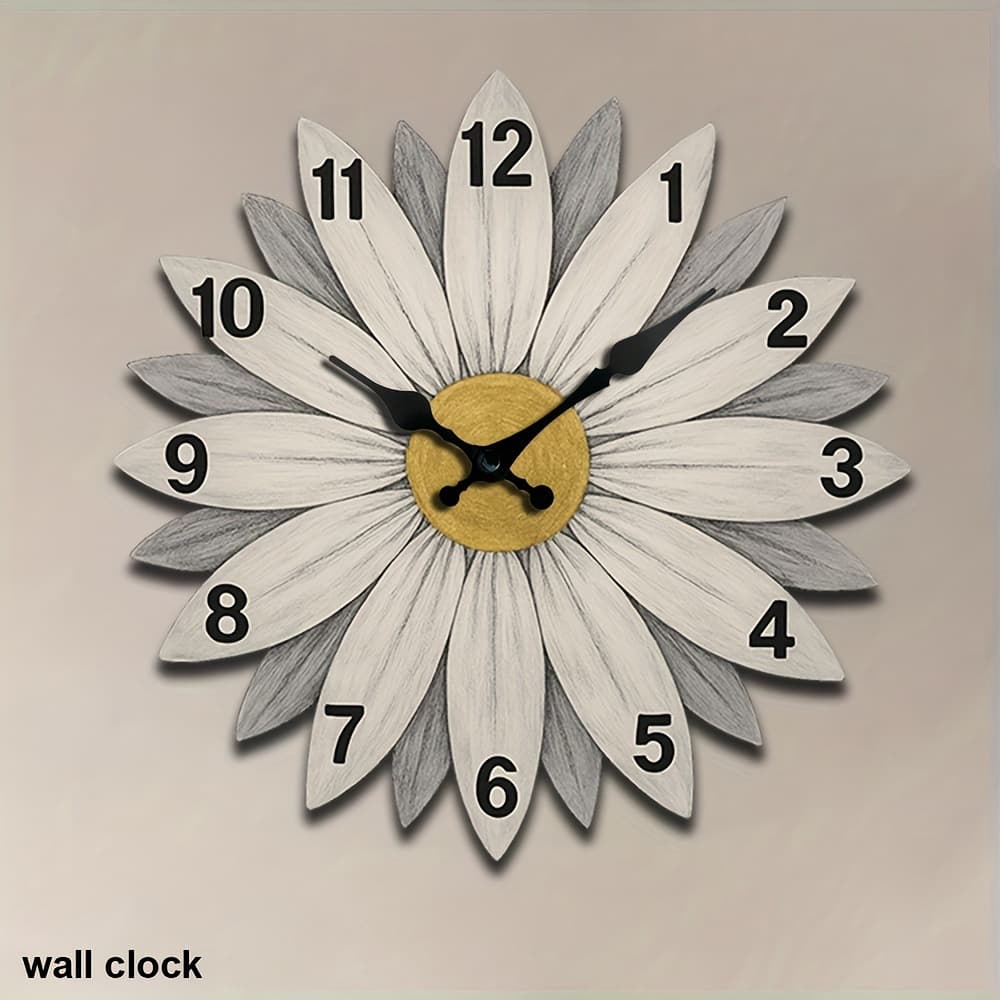 Cross-border Nordic style decorative sunflower wall clock Daisy clock creative clock dining room wall decoration