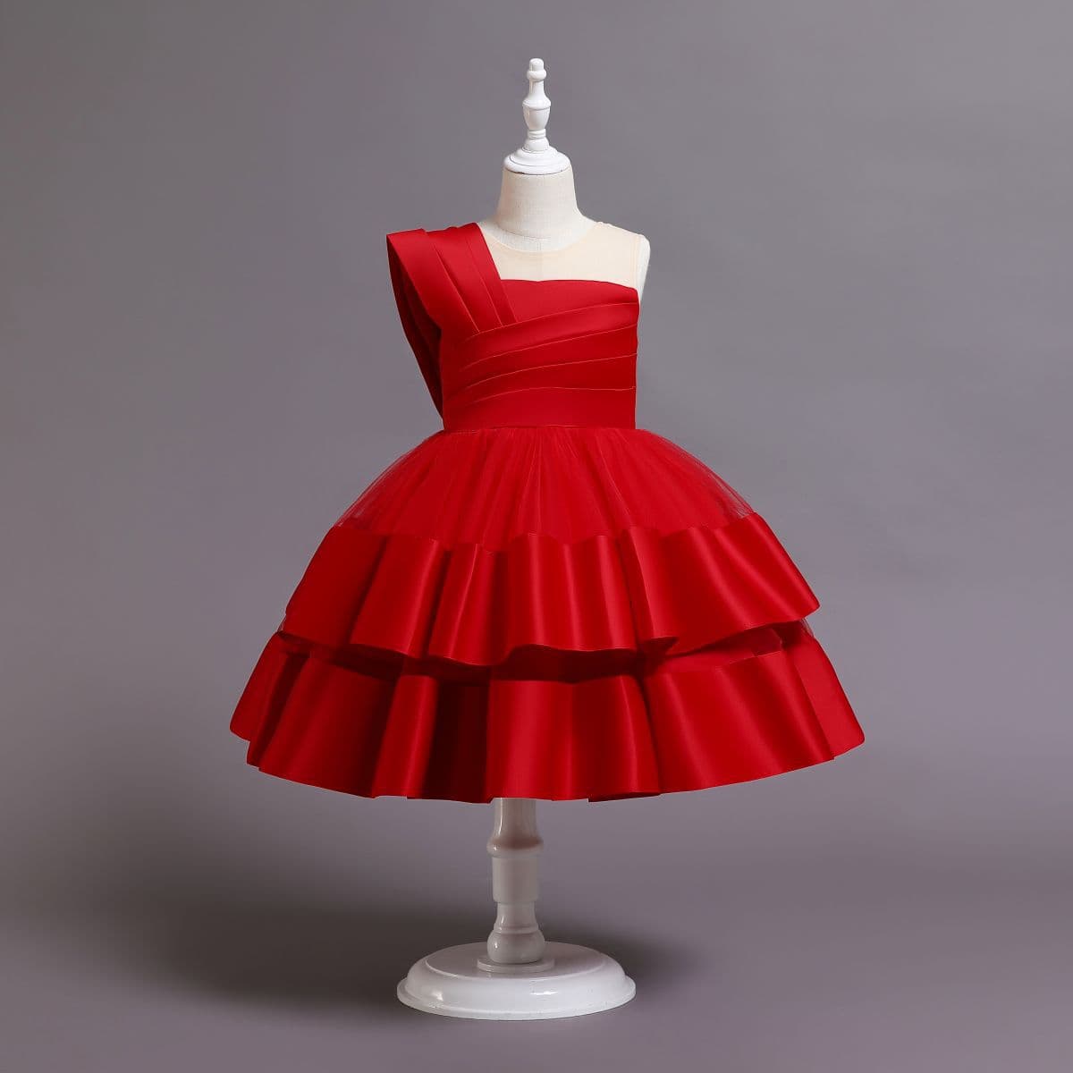 European and American Solid Color Evening Gown Princess Dress Runway Performance Costume Birthday Dress Flower Girl Piano Dress Wholesale