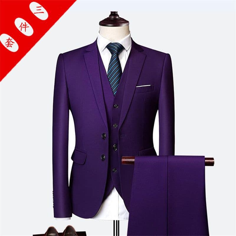 New Casual Suit Three-Piece Set, Plus Size Formal Wear for Young Men, Korean Slim Fit Suit Set for Groomsmen and Groom