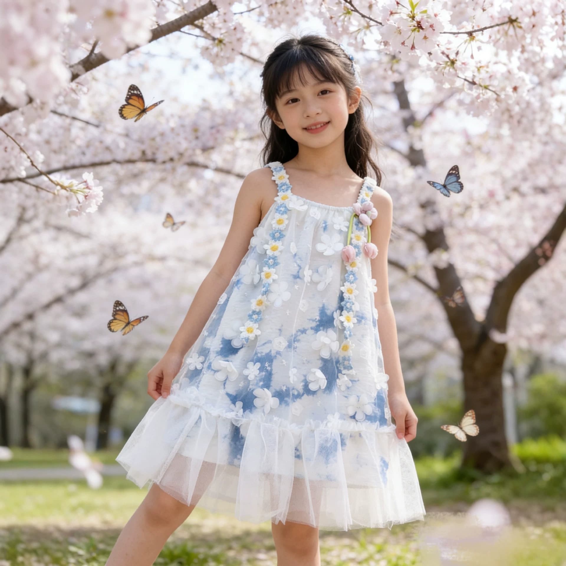 Yunnan Dali Wholesale Handmade Pure Plant Indigo Blue Tie-Dye Travel Vacation Women's and Children's Suspenders Dress