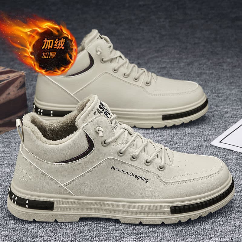 Men's 2024 Winter New High-Top Skate Shoes, Thickened Cotton-Lined Casual Sneakers, Versatile and Trendy