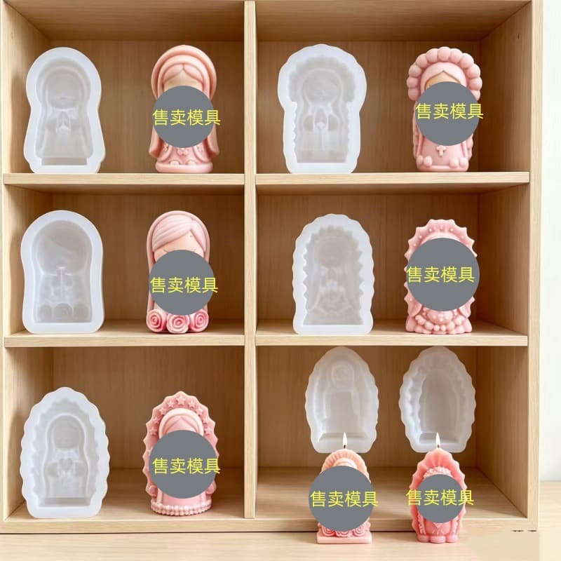 Statue Doll Aromatherapy Candle Silicone Mold Heart Little Girl Praying Plaster Decoration Baking Mold