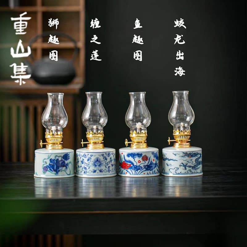 Ceramic butter lamp camping atmosphere lamp home antique small oil lamp everlasting lamp for Buddha ornaments tea room gifts