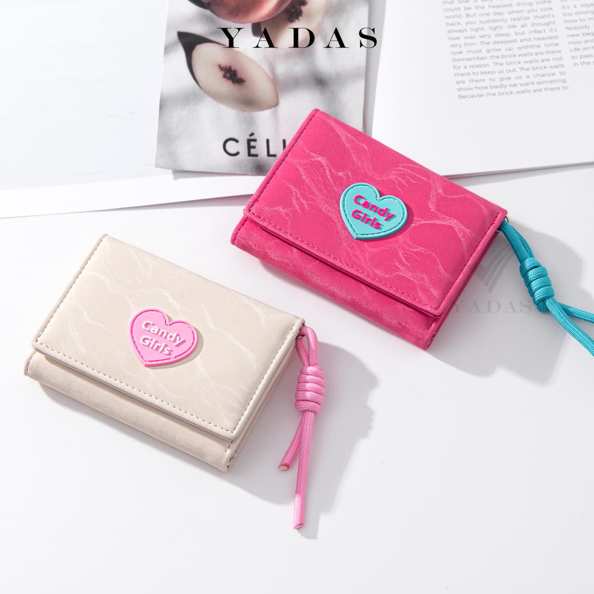 [Candy Girl] YADAS Xiaoxiang women's card holder, high-end PU leather short three-fold coin purse wallet