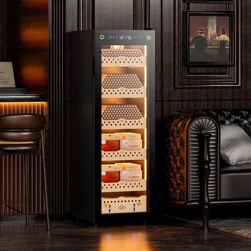 Jialong CL-138C Cigar Cabinet with Cedar Wood Shelves, Inverter Smart Compressor Cabinet for Constant Temperature and Humidity