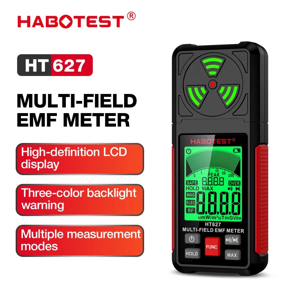 Huabo HT627 Electromagnetic Radiation Tester with Sound and Light Alarm Field Strength Meter