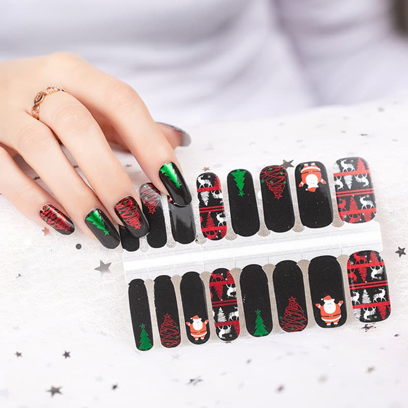 Factory Stock Christmas Series Nail Wraps Nail Stickers Long-Lasting Wearable Nail Art Stickers