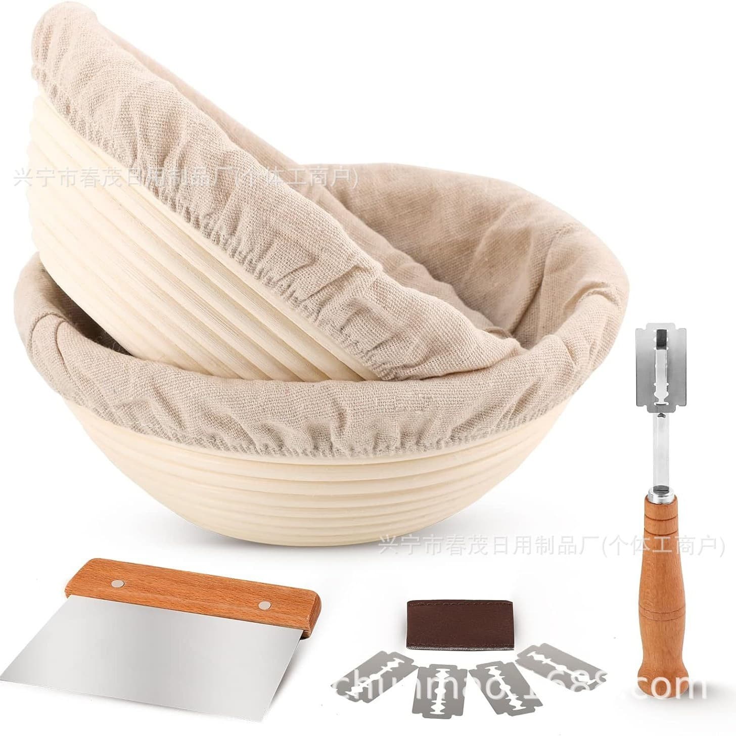 Komiikka Bread Proofing Banneton Basket Set for Sourdough Bread Making Tool Baking Banneton