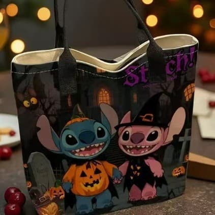 Canvas Bag Women's Large Bag Women's New 2024 Commuting Cartoon Mickey Mickey Mouse Minnie Halloween Candy Bag