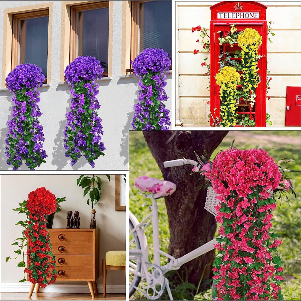 Simulated violet wall hanging, simulated rattan wedding scene home furnishings, simulated plant wall hanging, manufacturer wholesale