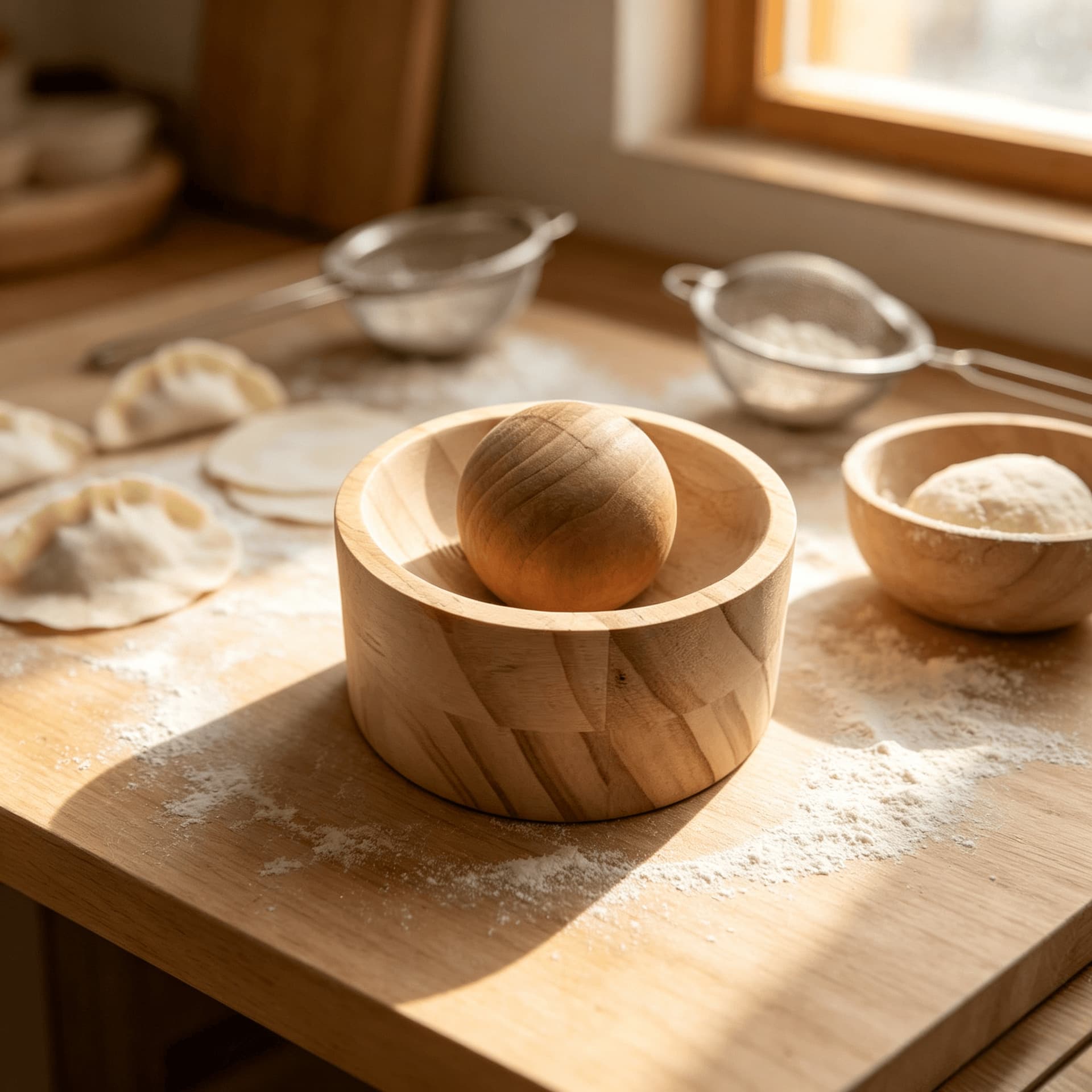 Solid Wood Dumpling Press Tool for Home, Effortless Quick Wrapper Maker, Wooden Dumpling Skin Mold, Dumpling Making Kit