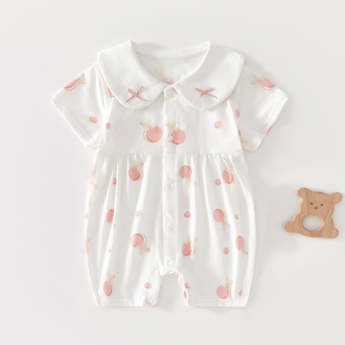 Baby Summer Thin Cotton Short Sleeve Romper for Girls, Princess Sweet and Adorable Onesie