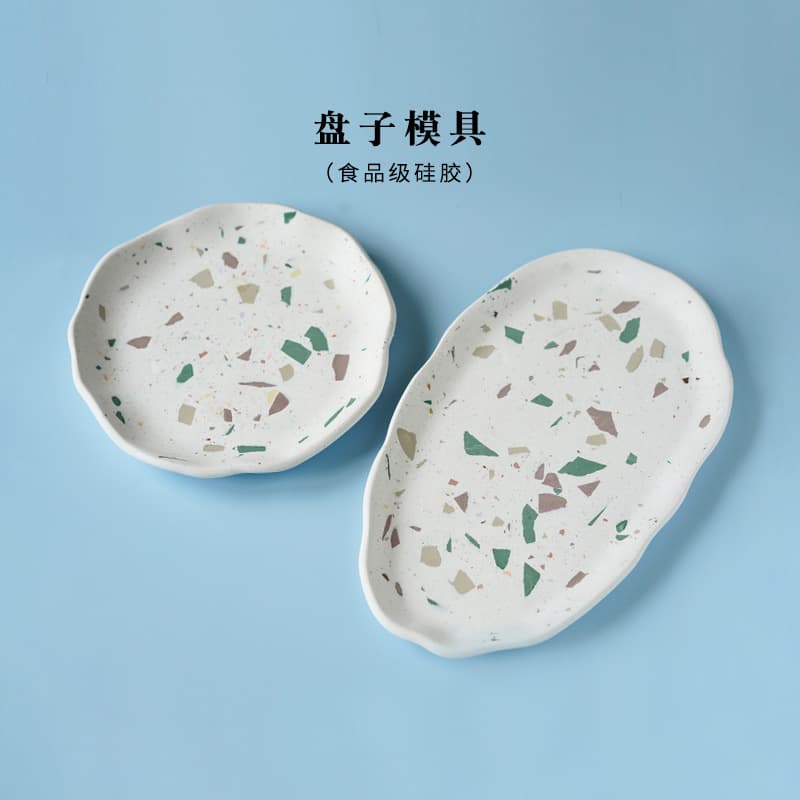 Two large tray molds, tray jewelry tray, candle base DIY terrazzo cement glue