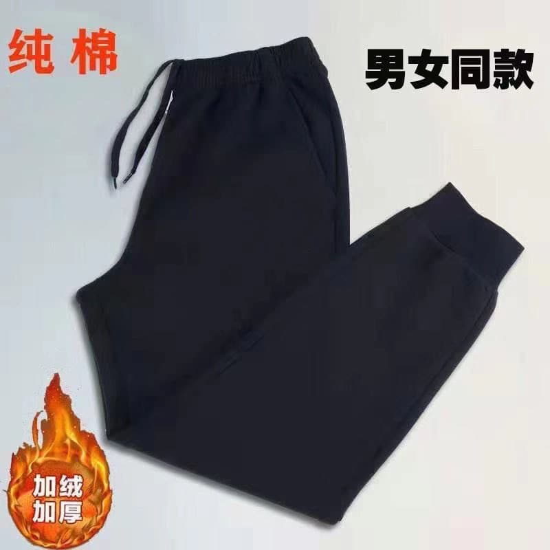 Foreign trade export thickened fleece-lined men's solid color sports pants with jogger cuffs casual pants men's sweatpants