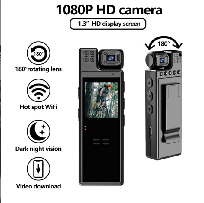HD Portable Body Camera Chest Clip Rotatable Lens Pocket Voice Recorder Action Camera