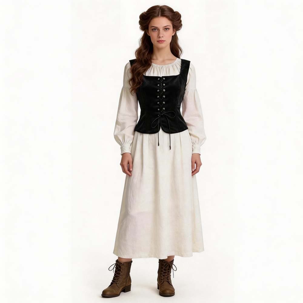 Amazon Renaissance Viking Pirate Cosplay Vest Suede Lace-Up Vest Halloween Costume Factory