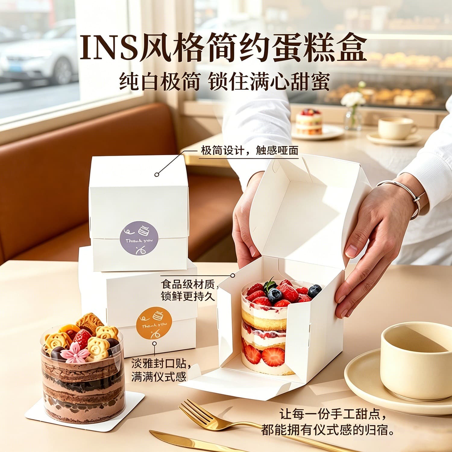 Mousse Cake Box Small Dessert Packaging Box Paper Box Triangle Slice Baking Cut Piece Pastry Packing Box Custom