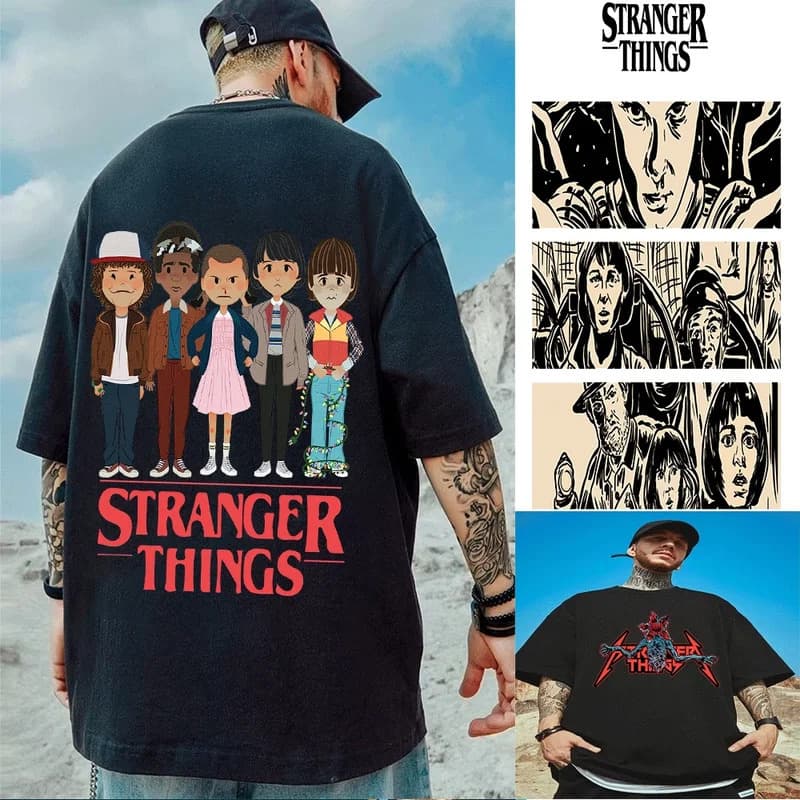 Cross-border EU Size Stylish Stranger Things Cartoon Print Parent-Child