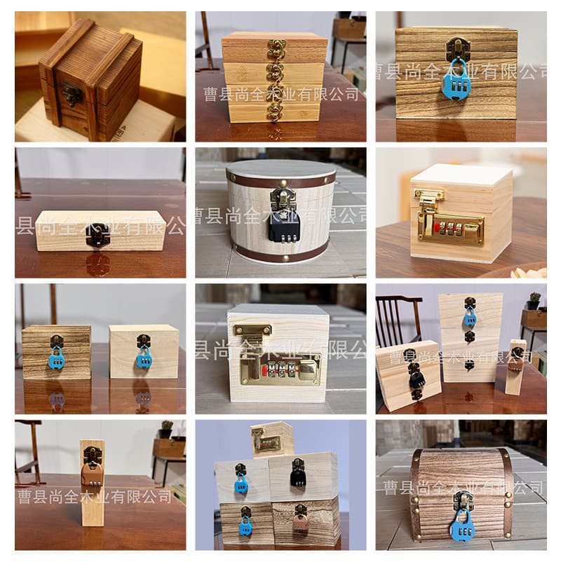 New blind box flip-top combination lock wooden box, wooden storage combination lock box, source factory direct supply of combination lock wooden box