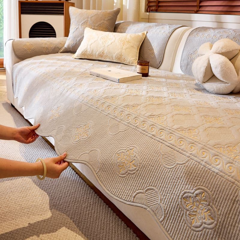 Washed Cotton Sofa Cushion One-Piece Straight Row Sofa Cover 123 Combination Three-Piece Set Non-Slip Irregular Sofa Pad
