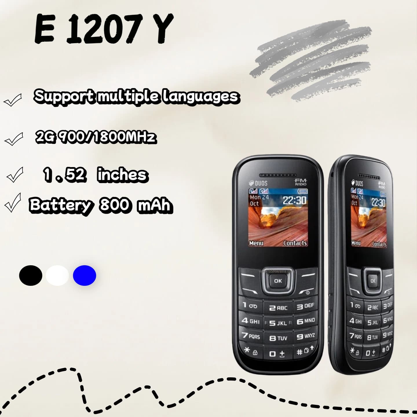 Cross-border Mobile Phone 1207Y GSM Cellphone 2G Dual SIM Senior Bar Phone