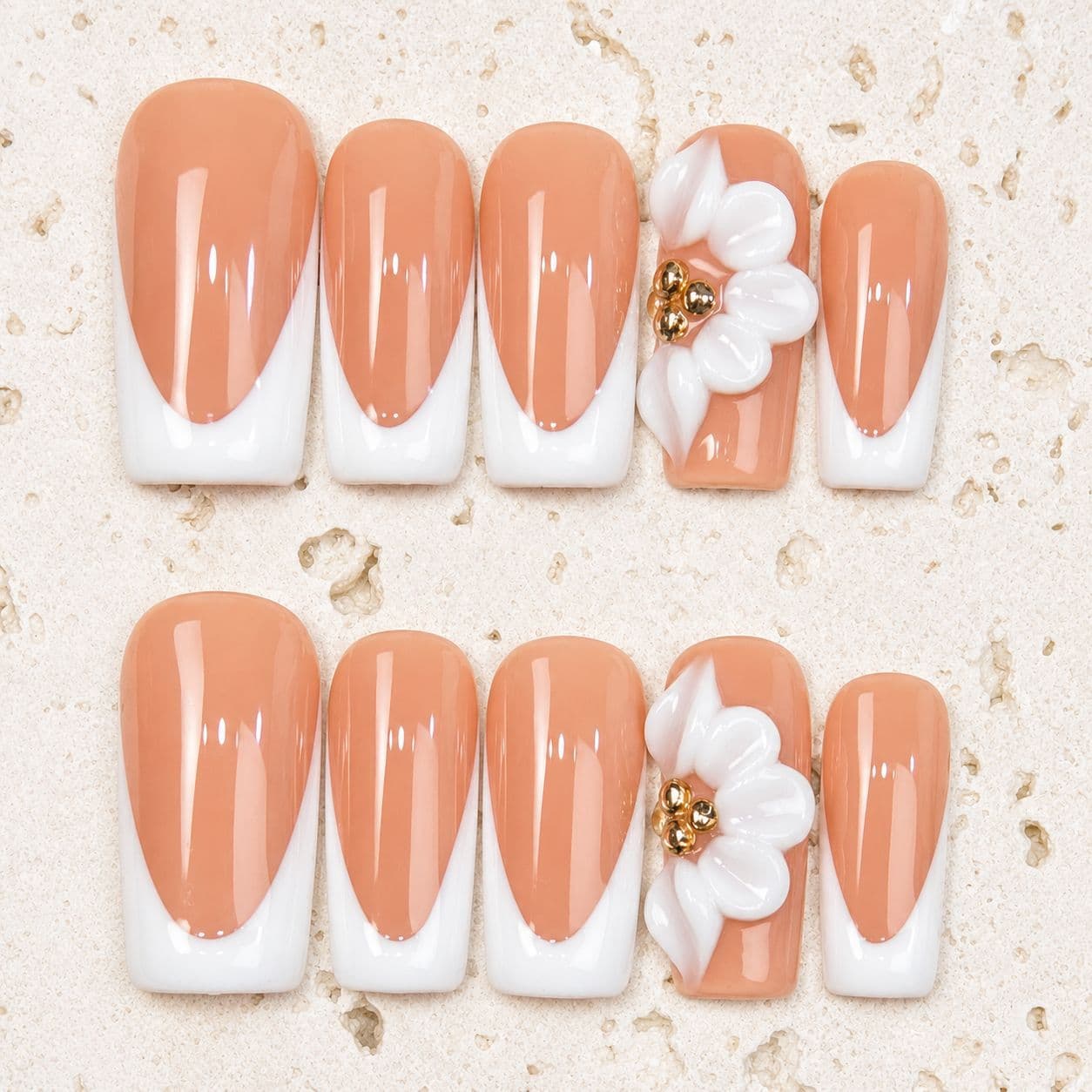 Europe and America Cross-border Hot-selling Ins Style Handmade Wearable Nails French 3D Manicure Press-on False Nail Tips Wholesale
