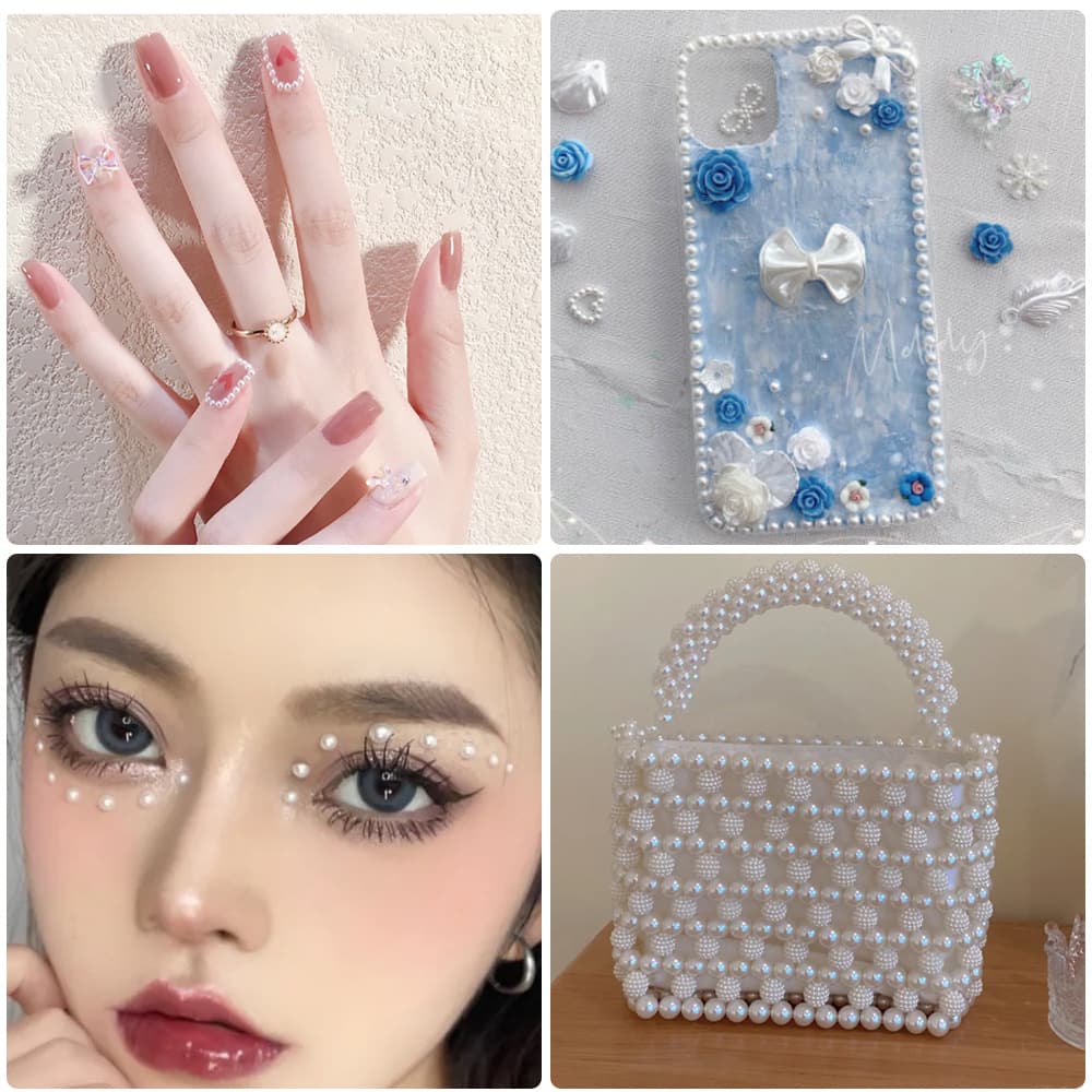 1.5-8mm Faux Pearl Nail Art Decorations, No-Hole Pearls, ABS High-Gloss Nail Pearls, Fade-Resistant Accessories