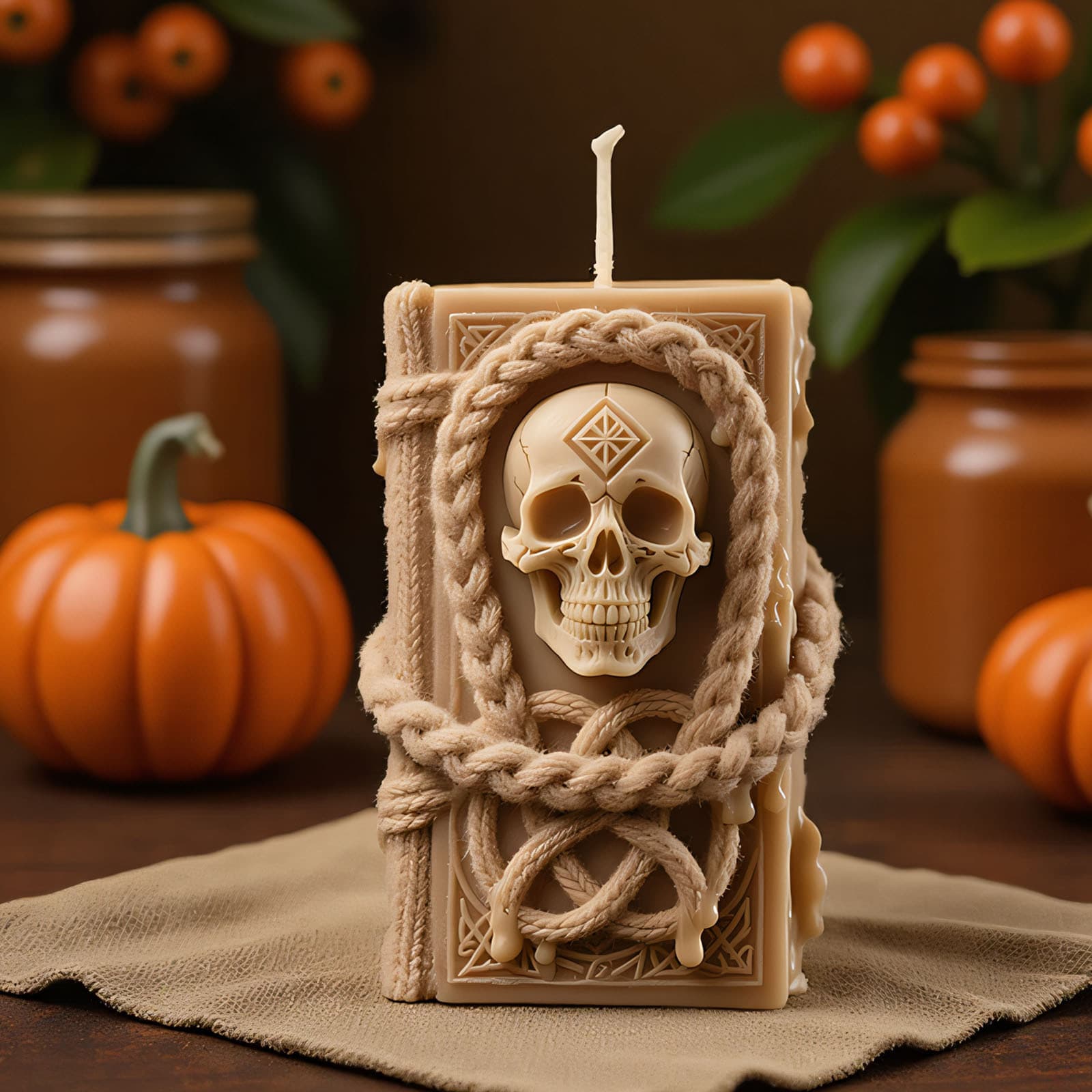 Sanxin Skull Aromatherapy Candle Silicone Mold DIY Halloween Personalized Candle Retro Rope Hollow Decoration