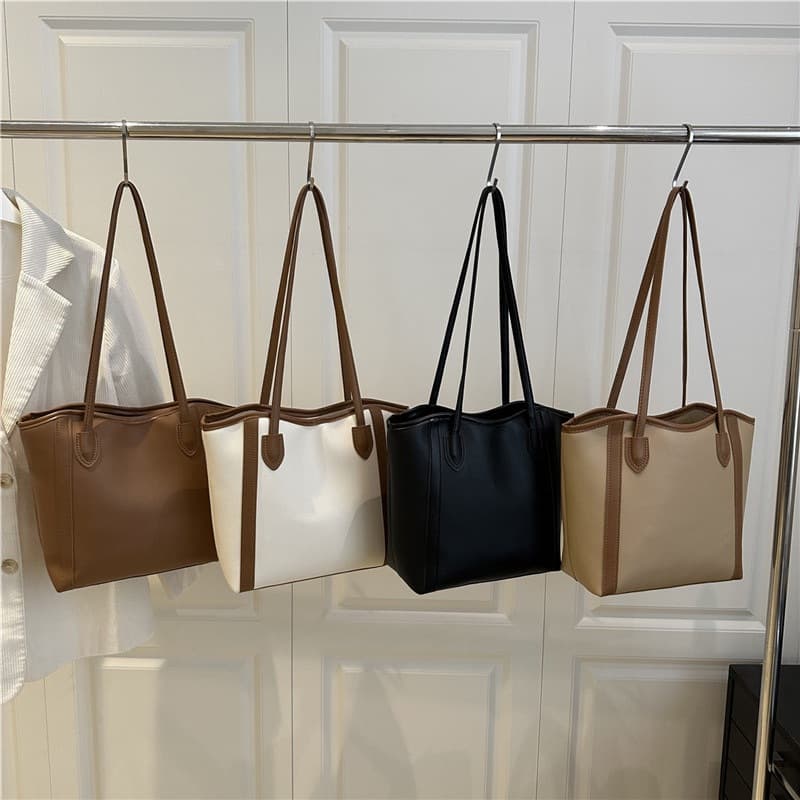 Relaxed Minimalist Contrast Color Large Bag for Women 2025 New Trendy Shoulder Bag Large Capacity Commuter Elegant Tote