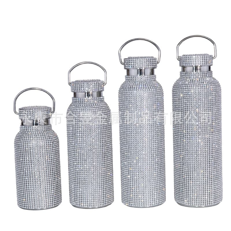 Crystal Rhinestone Insulated Cup, Trendy Portable Water Bottle with Diamond Decoration, Creative Design for Travel
