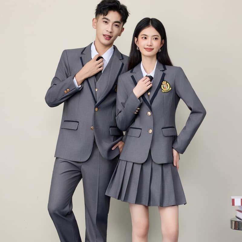 Gray British Style School Teacher Uniform, Middle and High School Student JK Suit Set