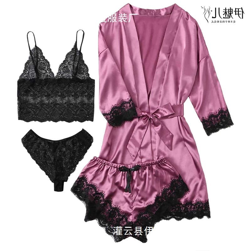 Sexy Lingerie 05 Wholesale Cross-border 4-Piece Set Home Lace Trim Women's T1 New Style Factory Direct Export Drop Shipping