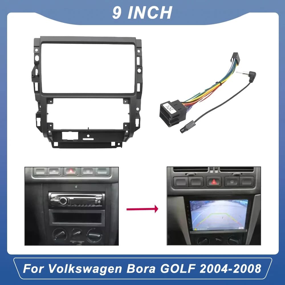 Compatible with 2004 Volkswagen Bora (9-inch, Left-Hand Drive) Center Console Navigation Faceplate Android Frame Audio Panel Frame
