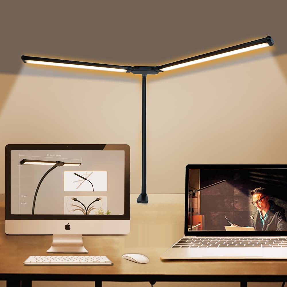 Eye-Protection Reading LED Desk Lamp for Studying, Adjustable Brightness, Flexible Arm Clip-On Light Source