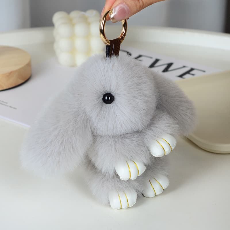 Factory Direct Fake Rex Rabbit Fur Plush Hanging Toy Cute Bunny Keychain for Bag Phone Car Decoration