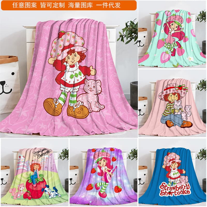 Source Factory Cross-border Strawberry Girl Flannel Blanket All-Season Blanket Air Conditioning Blanket Nap Blanket