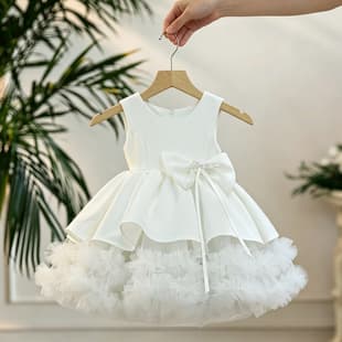 New Baby Girl 1st Birthday Gorgeous Grabbing Ceremony Flower Girl Wedding Dress Little Girl Princess Dress High-End Summer