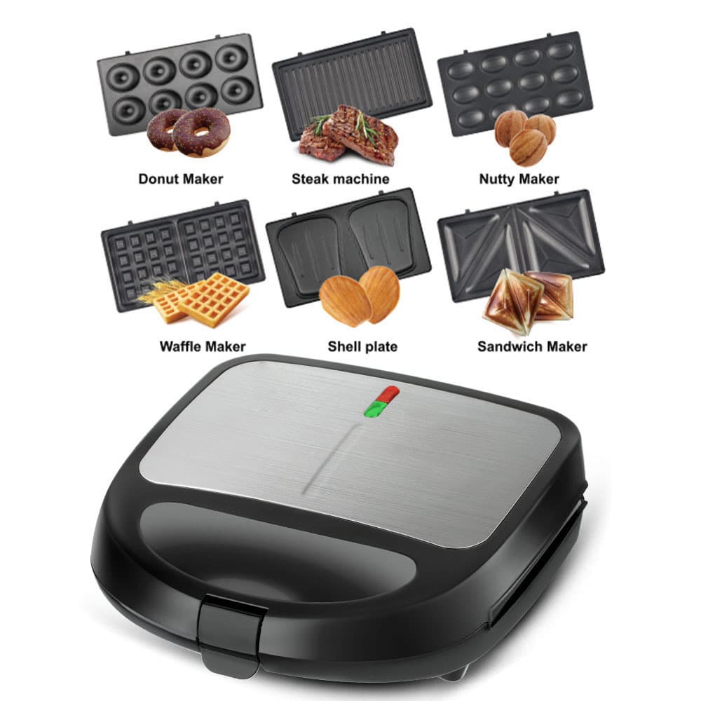 Cross-border EU Standard 6-in-1 Breakfast Sandwich Maker Waffle Maker Multifunctional Electric Griddle 850W Kitchen DIY Appliance